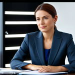 영상 속도 조절 편집법 - "A professional businesswoman in a modest business suit, sitting at a desk in a modern office, fully...